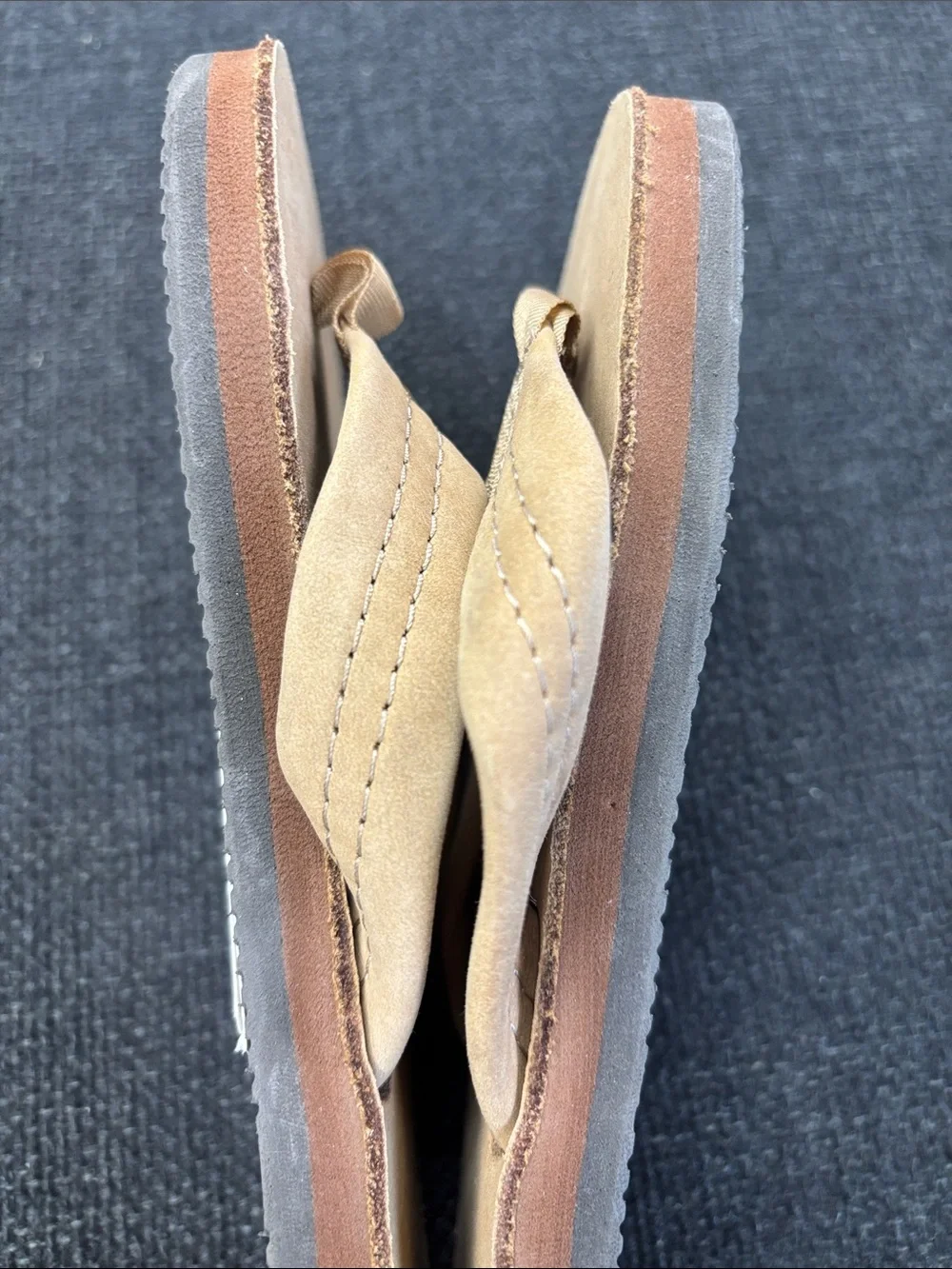 Rainbow Kids Beige Suede Flip Flop Sandals Size 13/1 8.5 inches